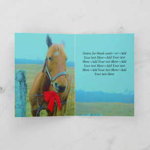 Tarjeta Festiva Navidades Rústicos Azules Caballo Rojo