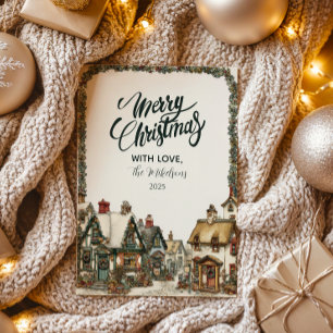 Tarjeta Festiva Navidades rústicos de cabaña de invierno