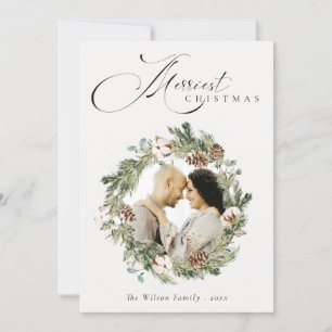 Tarjeta Festiva Navidades Rústicos De Cono De Pino De Algodón