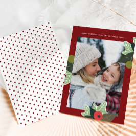 Tarjeta Festiva Navidades Rústicos De Fotografía Botánica Roja