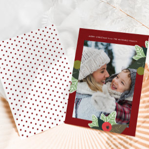 Tarjeta Festiva Navidades Rústicos De Fotografía Botánica Roja