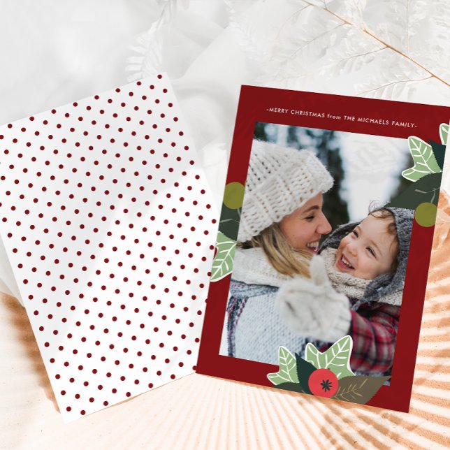 Tarjeta Festiva Navidades Rústicos De Fotografía Botánica Roja (Subido por el creador)