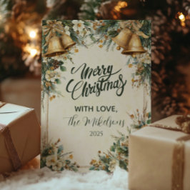 Tarjeta Festiva Navidades Rústicos de las campanas doradas