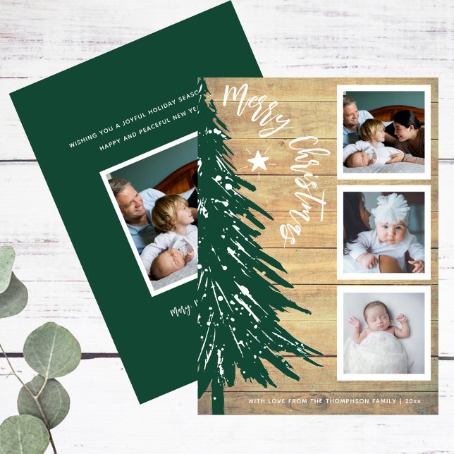 Tarjeta Festiva Navidades Rústicos De Pinos De Madera collage de f (Subido por el creador)