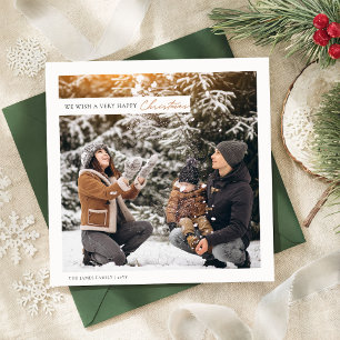 Tarjeta Festiva Navidades Rústicos Modernos Dos Fotografías Al Cua