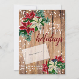 Tarjeta Festiva Navidades Rústicos Poinsettia Gift Card Holder