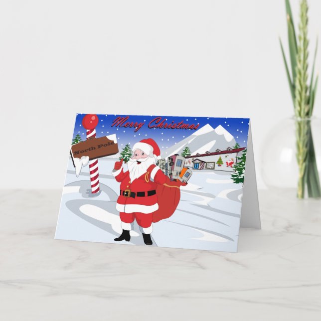 Tarjeta Festiva Navidades RV y vacaciones con Santa Card (Anverso)