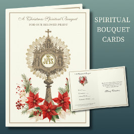 Tarjeta Festiva Navidades Sacerdote Espiritual Bouquet Católico