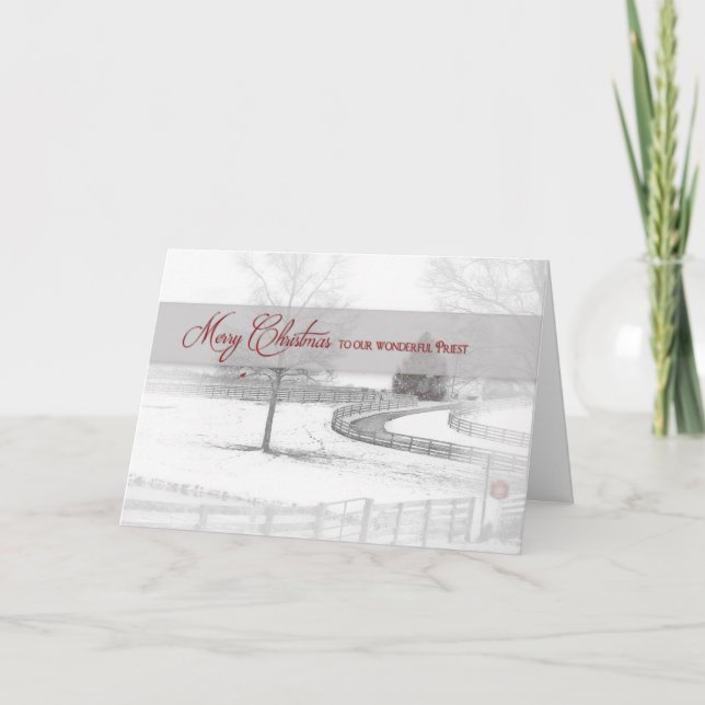 Tarjeta Festiva Navidades - Sacerdote - Rancho de Caballo-Invierno (Anverso)