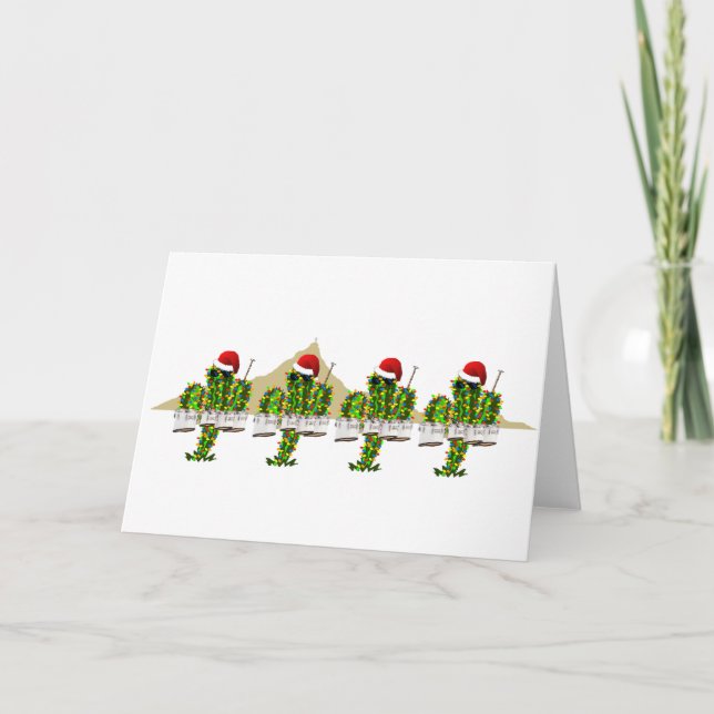 Tarjeta Festiva Navidades Saguaros Jugando Quads (Anverso)