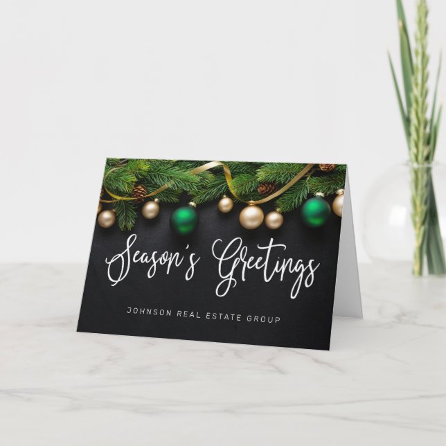 Tarjeta Festiva Navidades saludan a los negocios en temporada de p (Anverso)