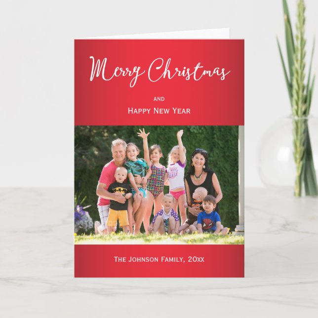 Tarjeta Festiva Navidades Saludan Los Mejores Deseos Con Fotografí (Anverso)