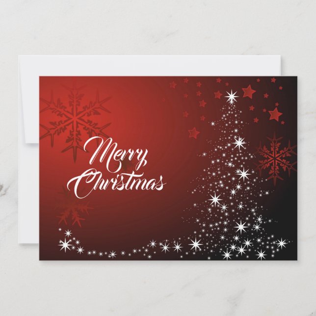 Tarjeta Festiva Navidades saludando el árbol de estrellas blancas  (Anverso)
