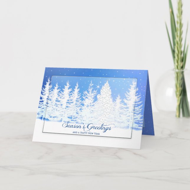 Tarjeta Festiva Navidades - Saludos de temporada, invierno, negoci (Anverso)