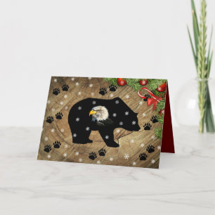 Tarjeta Festiva Navidades: Salvaje de águila calva de oso negro
