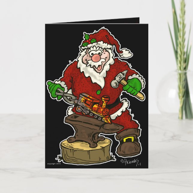 Tarjeta Festiva Navidades Santa Blacksmith (Anverso)