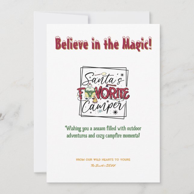 Tarjeta Festiva Navidades Santa Camper Camping Aventura al aire li (Anverso)