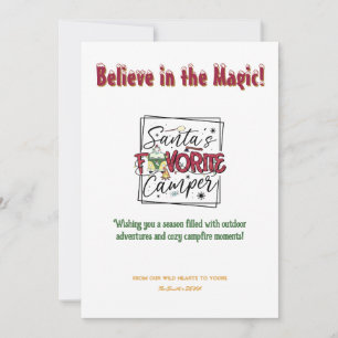 Tarjeta Festiva Navidades Santa Camper Camping Aventura al aire li