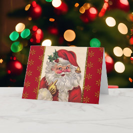 Tarjeta Festiva Navidades Santa Claus Easy 2 photo Template Red