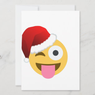 Tarjeta Festiva navidades santa claus emoji guiñada por el ojo
