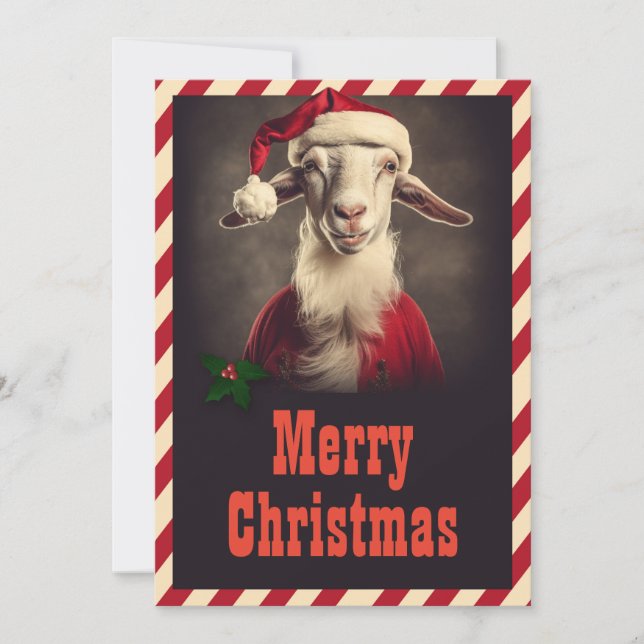 Tarjeta Festiva Navidades Santa claus Goat (Anverso)