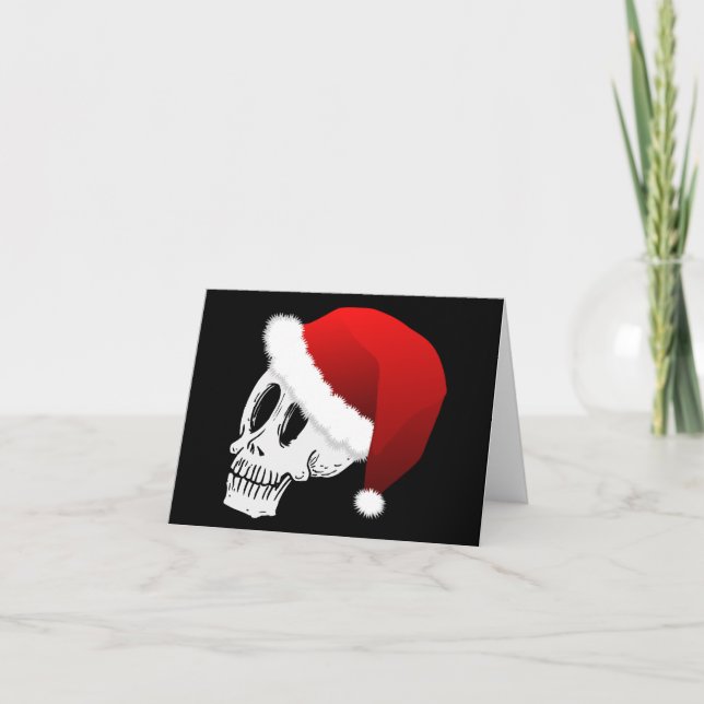 Tarjeta Festiva Navidades Santa Claus Skull Personalizado (Anverso)