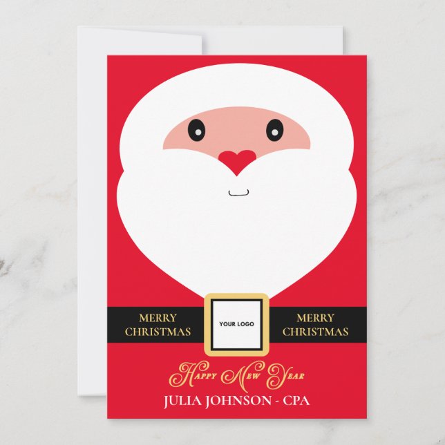 Tarjeta Festiva Navidades Santa de la Compañía Comercial Logo de p (Anverso)