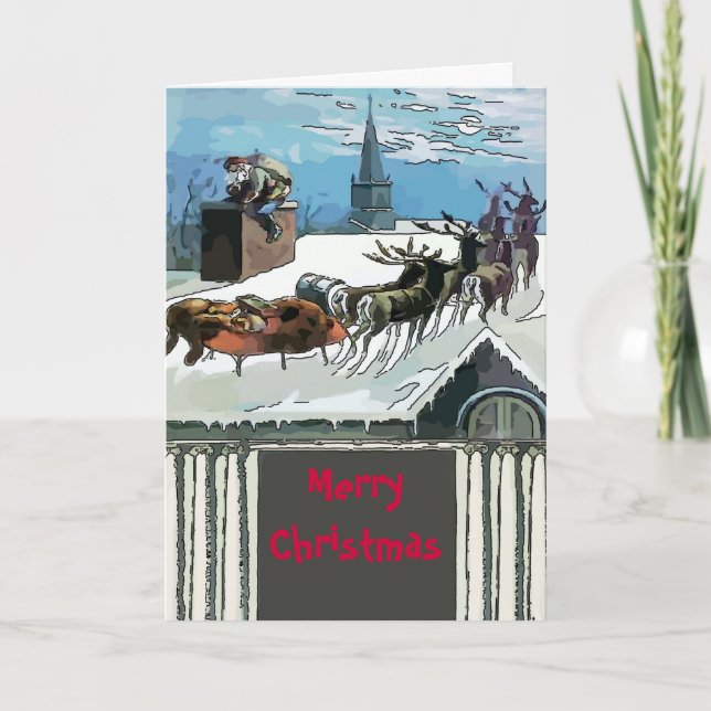 Tarjeta Festiva Navidades Santa de Vintage editan texto (Anverso)