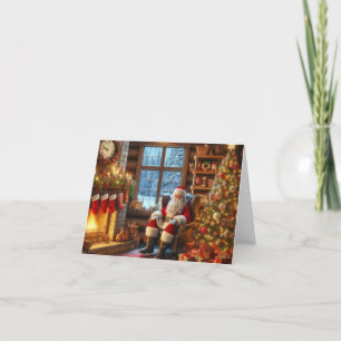 Tarjeta Festiva navidades santa decoración casera