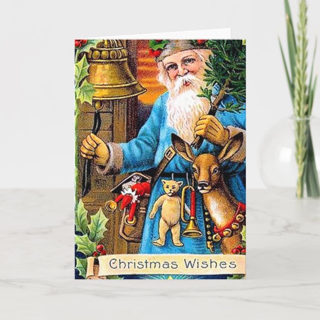 Tarjeta Festiva Navidades Santa del Viejo Mundo (Anverso)