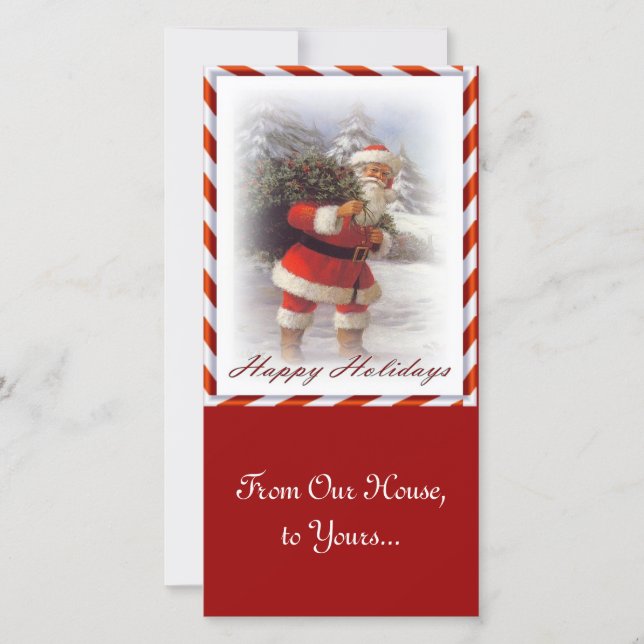 Tarjeta Festiva Navidades Santa desde nuestra casa a la suya (Anverso)