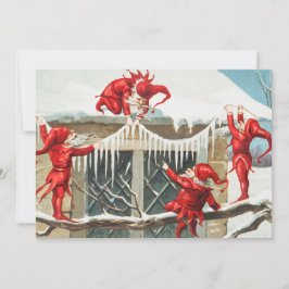 Tarjeta Festiva Navidades Santa Elves decorando su casa