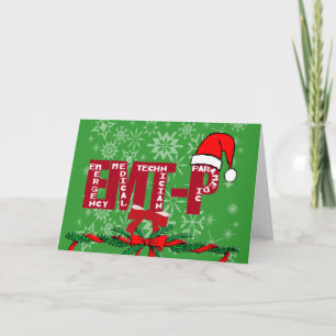 Tarjeta Festiva Navidades Santa EMT-P Paramédico