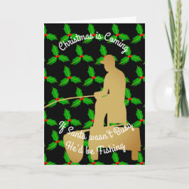 Tarjeta Festiva Navidades Santa estaría pescando