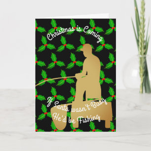 Tarjeta Festiva Navidades Santa estaría pescando