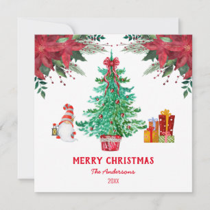 Tarjeta Festiva Navidades Santa Festividad Roja Verde