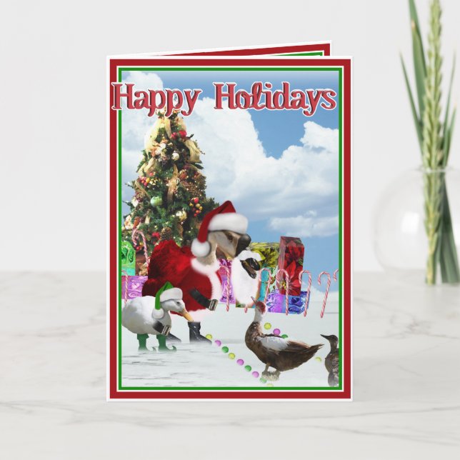 Tarjeta Festiva Navidades Santa Goose Y Ducks (Anverso)