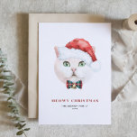Tarjeta Festiva Navidades Santa Meowy del gato británico de Shorth<br><div class="desc">¡Navidades Meowy! Envíe saludos de vacaciones a la familia y amigos con una tarjeta de Navidades con temática de gato. Cuenta con un ilustracion acuarela de un lindo gato británico de pelo corto con un sombrero de Santa y corbata de arco de escote. Los textos son totalmente editables. Personalice agregando...</div>