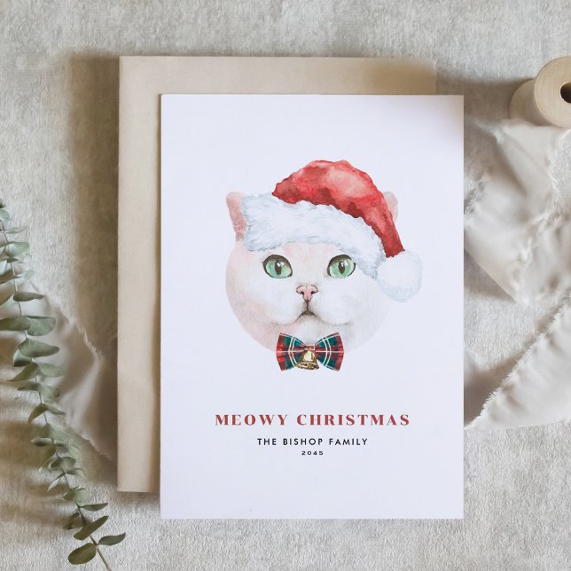 Tarjeta Festiva Navidades Santa Meowy del gato británico de Shorth (Subido por el creador)
