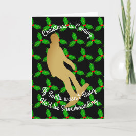 Tarjeta Festiva Navidades Santa sería Snowboard