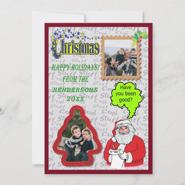 Tarjeta Festiva Navidades Santa & Tree Añadir fotos (Anverso)