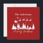 Tarjeta Festiva Navidades santa y trineo de renos<br><div class="desc">diseño tradicional de santa y trineo de renos</div>