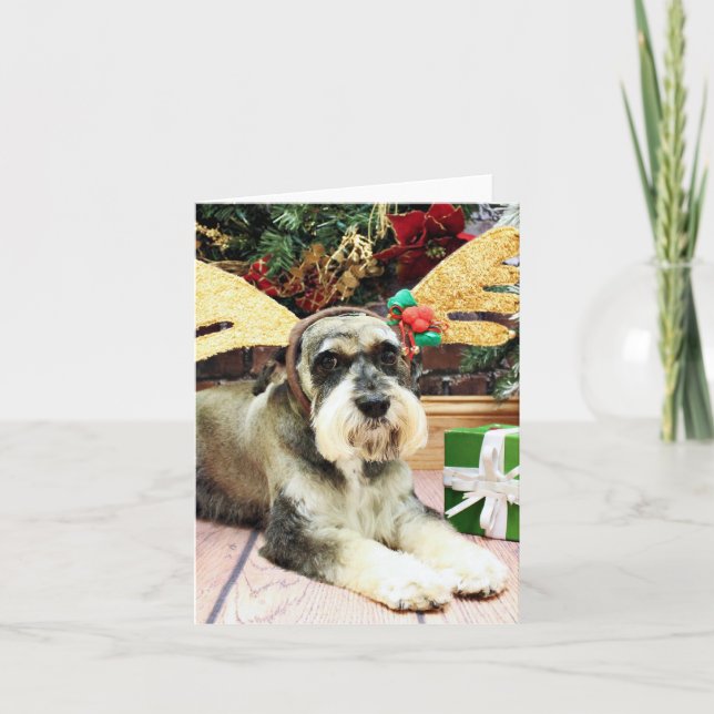 Tarjeta Festiva Navidades - Schnauzer - Apache (Anverso)