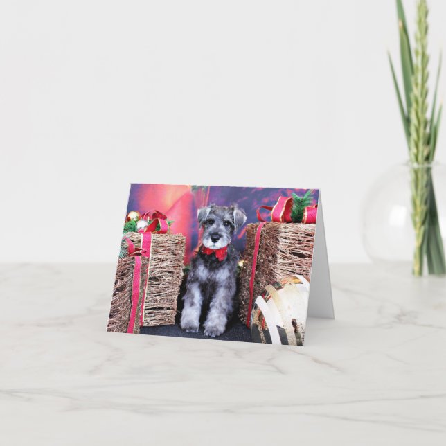 Tarjeta Festiva Navidades - Schnauzer - Gunner (Anverso)