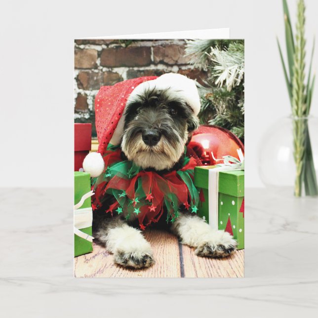 Tarjeta Festiva Navidades - Schnauzer - Tom Dooley (Anverso)