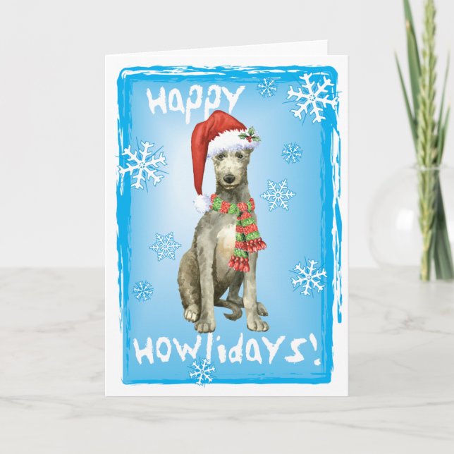 Tarjeta Festiva Navidades Scottish Deerhound (Anverso)