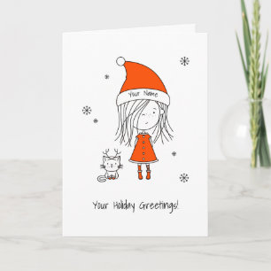 Tarjeta Festiva Navidades se burlan de Personalizado gato de Santa