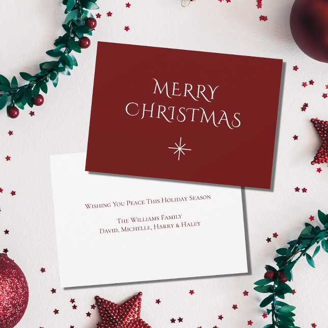 Tarjeta Festiva Navidades Sencillo Copo de Nieve Elegante Rojo (Subido por el creador)