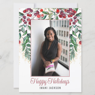 Tarjeta Festiva Navidades sencillos y modernos con una sola foto