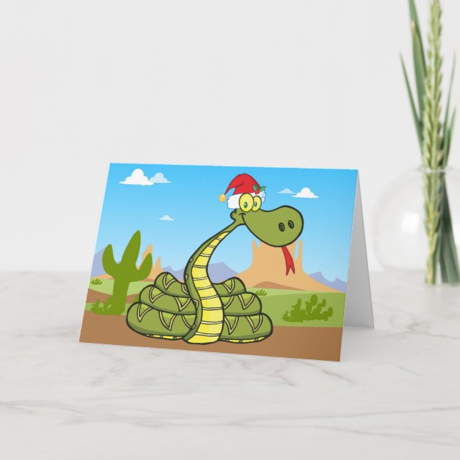 Tarjeta Festiva navidades serpientes en sombrero santa (Anverso)